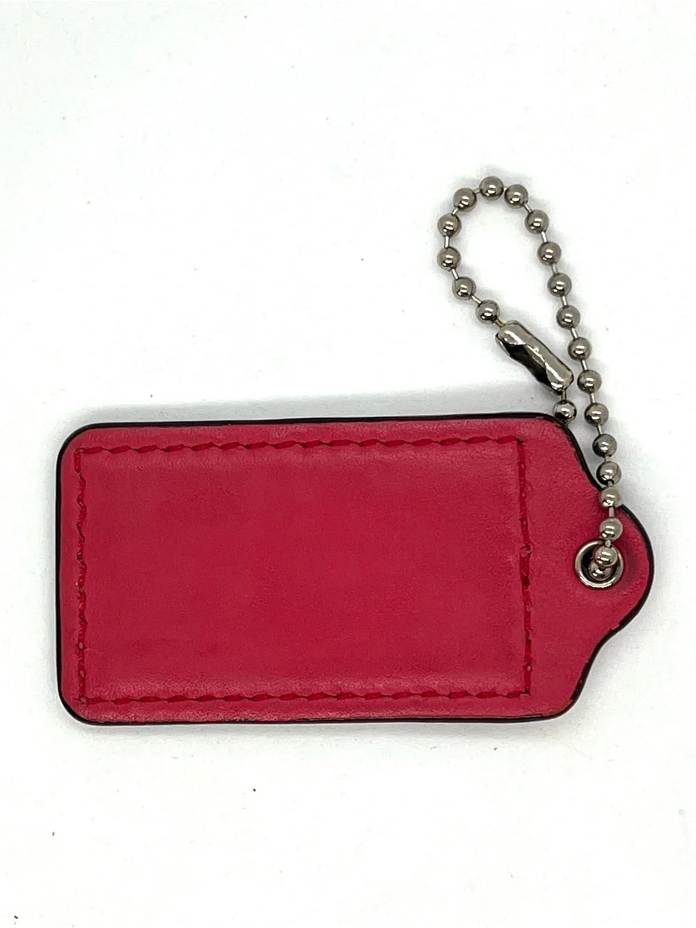 Coach Leather Hang Tag Keychain Charm Colorblock Dark Pink White Beige Bag Fob